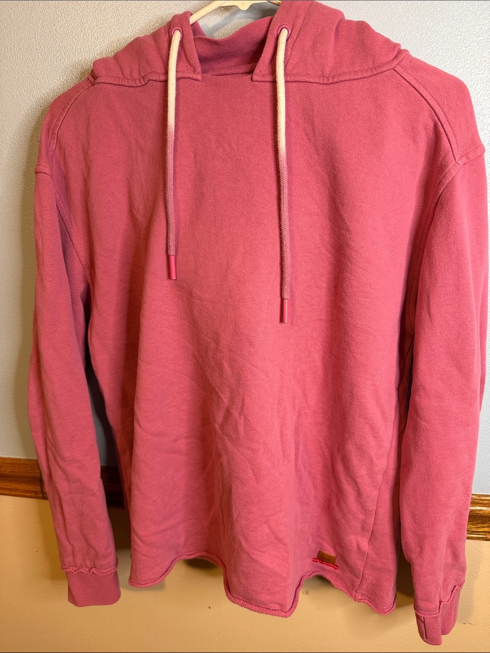 Peace Love World Pink Cowl Mock Neck Drawstring Hoodie Sweatshirt XS-oversized
